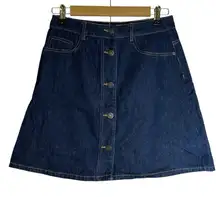 Noisy May Dark Denim Button Front Skirt Size Medium Festival‎ Boho