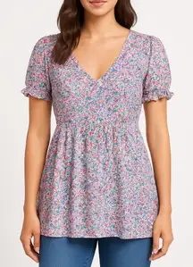 Nordstrom Crystal Doll Size Medium Floral Blouse