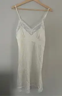 White Lace Slip Dress Bridal Neutral Wedding Sleepwear Medium