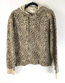 Socialite Womens Hoodie Pullover Pockets Fleece Lined Leopard Print Brown Size S
