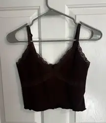 H&M Lace Trim Tank Top Brown