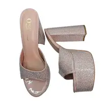 Olivia Ferragamo Platform Heels 9 Blush Pink Rhinestone Bling Sparkle Club Party