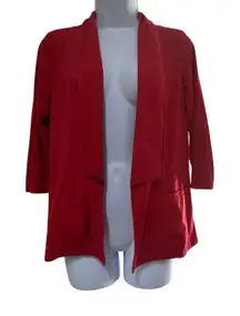 Kim Rogers Petites Red Faux Suede Open Front Cropped Jacket Small Petite Office