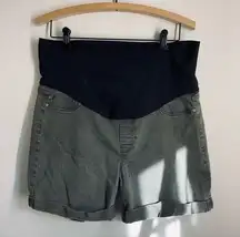 Liverpool Jeans Co. “The Short” Maternity Cuff Shorts Dark Green size 14