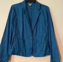 J. Jill fitted  1 button blazer sports jacket peacock blue medium stretch