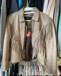 Authentic Brown Leather  Fringe Jacket