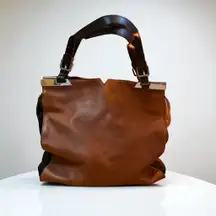 Vince Camuto large two tone leather shoulder bag