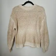A New Day Sweater Crewneck Tan Cream Knit Neutral Casual Comfy