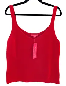 NWT Lilly Pulitzer Amaryllis Red Knit Sweater Tank Top XL V Neck Quiet Luxury