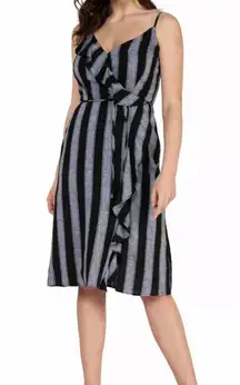 Dex Metallic Striped Ruffled dress