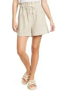 Laundry Safari Beige Beach  Linen Drawstring Shorts Paper bag Waist High Rise XL