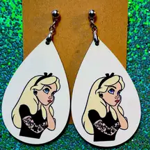 Alice In Wonderland, Tattooed, Dangle Pierced Earrings