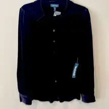 🖤 Modcloth Bee Buzzworthy Black Velvet Button Up Shirt size small 1995 nwt