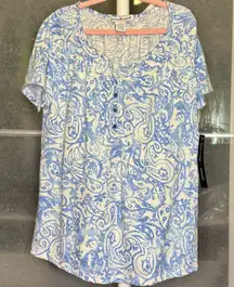 Light Blue and White Paisley Top