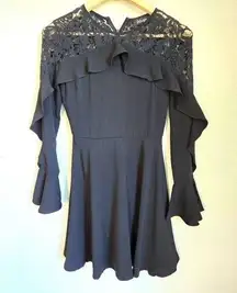 Do + Be Black Ruffle Lace Mini Dress Size Small