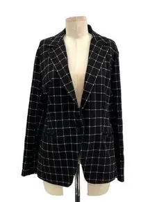 Betabrand Transcendent Blazer Black Plaid Check Windowpane Size XL