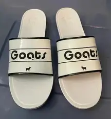 GOATS‎ women’s size 8 The Slide white/Black Logo Slide Sandals