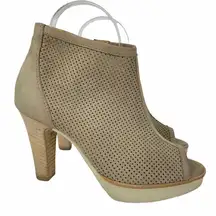 paul green beige suede peep toe heeled booties