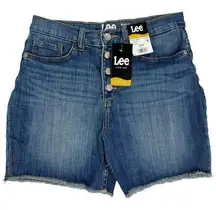 Lee NEW  Relaxed Fit High Rise Button Fly Raw Hem Dad Jean Shorts Women’s 10 M