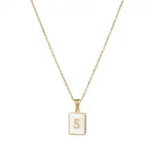 Letter Necklace S on White Shell Gold Plated Pendant Necklace