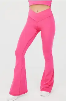 Hot Pink  Crossover Flare Leggings