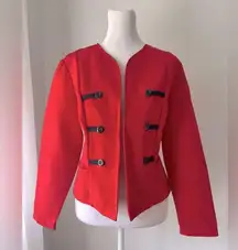 Vintage ‘80s Berg-Ray Frocks Red & Black Lightweight Open Front Blazer
