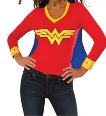 Wonder Woman superhero costume long sleeve top tee cape superman halloween