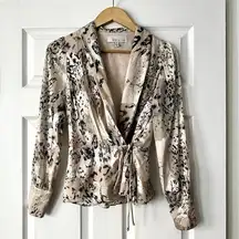 Adelyn Rae Leopard Print Wrap Blouse Sz S