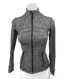 Lululemon Black Heather Swiftly Tech Long Sleeve Full Zip Athletic Jacket Top 2