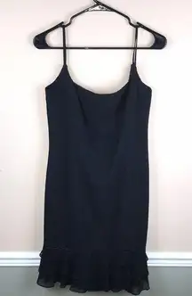 NWT Vintage Anne Stanley for Saks Fifth Avenue Black Beaded Ruffle Hem Dress