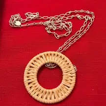 Marlyn Schiff Raffia Open Circle Necklace