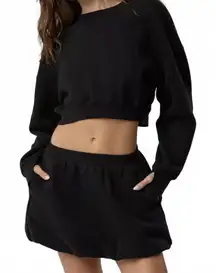 AE OFFLINE By Aerie Cloud Fleece Bubble Skort American Eagle NWT True Black L