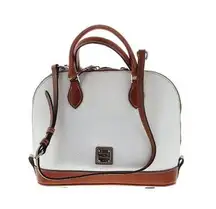 NWT Dooney & Bourke Pebble Grain Zip Zip in White Satchel Purse $298