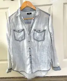 BDG light denim button down long sleeved shirt