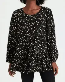 American Eagle‎ NEW Women Black Printed floral Tunic Babydoll Top Size XS