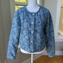Rachel Zoe Light Denim Floral Printed Cropped Jacket Size Medium