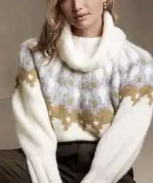 Banana Republic Fair Isle Alpaca Blend Cowl Oversized Turtleneck Sweater