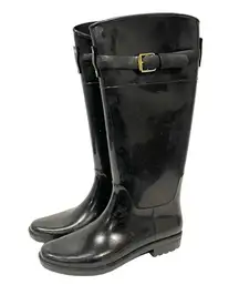Ralph Lauren Rossalyn II Black Rubber Knee High Rain Boots Size 8
