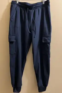 RACHEL ZOE RELAXED FIT MID RISE CARGO JOGGER PANTS BLACK SIZE M