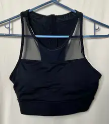 Zyia Black Mesh All Star Back Zip "One More Rep" Sports Bra Size Medium