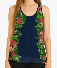 Candies Blue Floral Flowy Tropical Tank Top