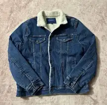 Arizona Jeans Arizona Jean Co. Denim Button Up Jean Jacket Coat   Large Fur Collar