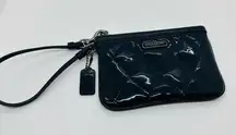 Coach Women's Dark Blue Poppy Patent Leather Coin Wristlet Purse