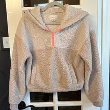 AMERICAN EAGLE Cropped Sherpa 1/4 Zip Pullover Hoodie Jacket Size Small