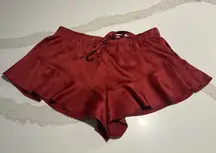 Victoria's Secret Red Pull On PJ Pajama Lounge Shorts Satin Sz Small S