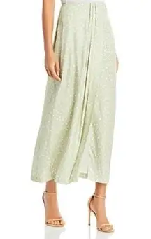 Vince Stone Dot Draped Midi Maxi Skirt in Celery Sage Cream Size 2 Silk Wrap