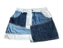 Zara Trafaluc Collection Patchwork Denim Jean Skirt Blue Size Medium