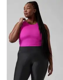 Athleta Conscious Crop Bra Top D-DD+ 3X Electric Fuchsia Light Impact Swim NWT