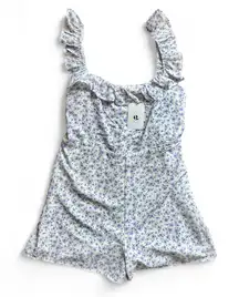 Elodie Floral Ruffle Jumpsuit L - Purple/White