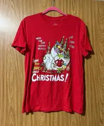 Dr. Seuss The Grinch Christmas Red T-shirt Woman’s Size Large How The Grinch Sto